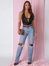 COSMINA Women Solid Color Halter Neck Slim Fit Bodysuit, Casual Daily Wear